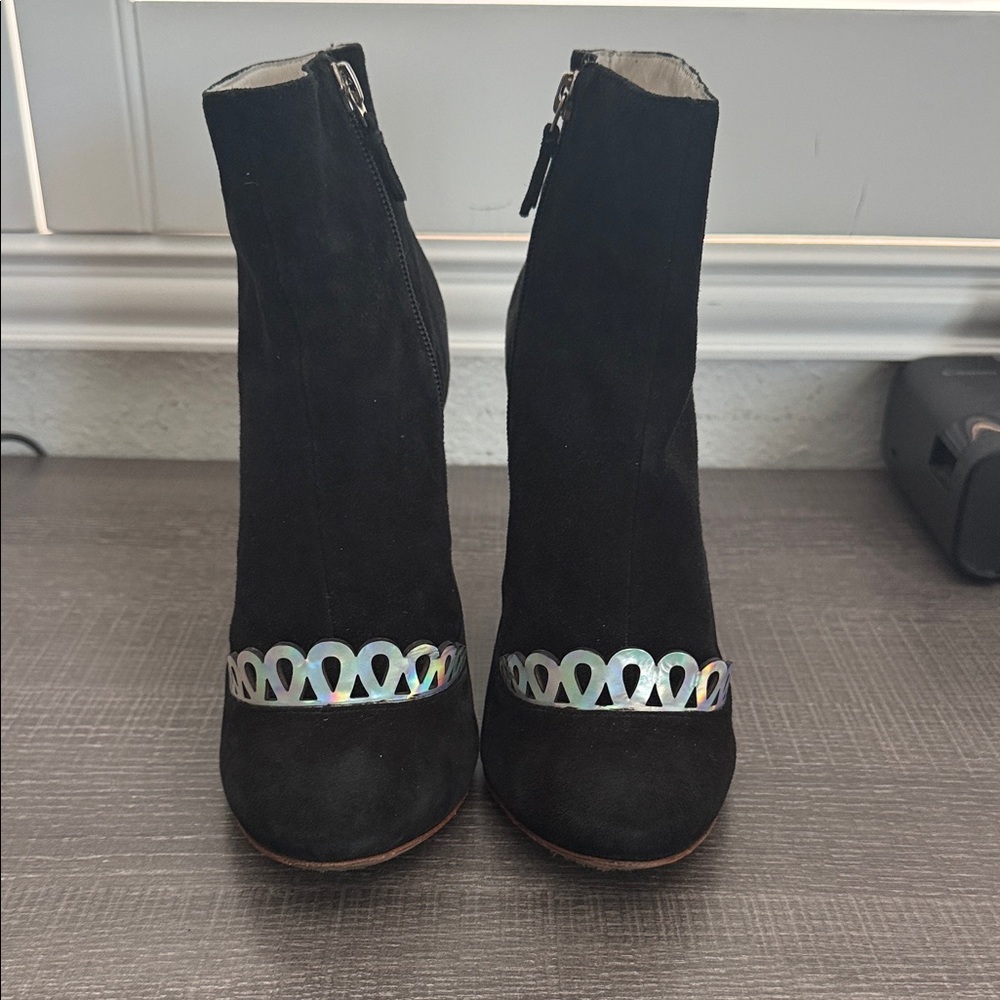 Sophia Webster Black Ankle Boots with Silver Details